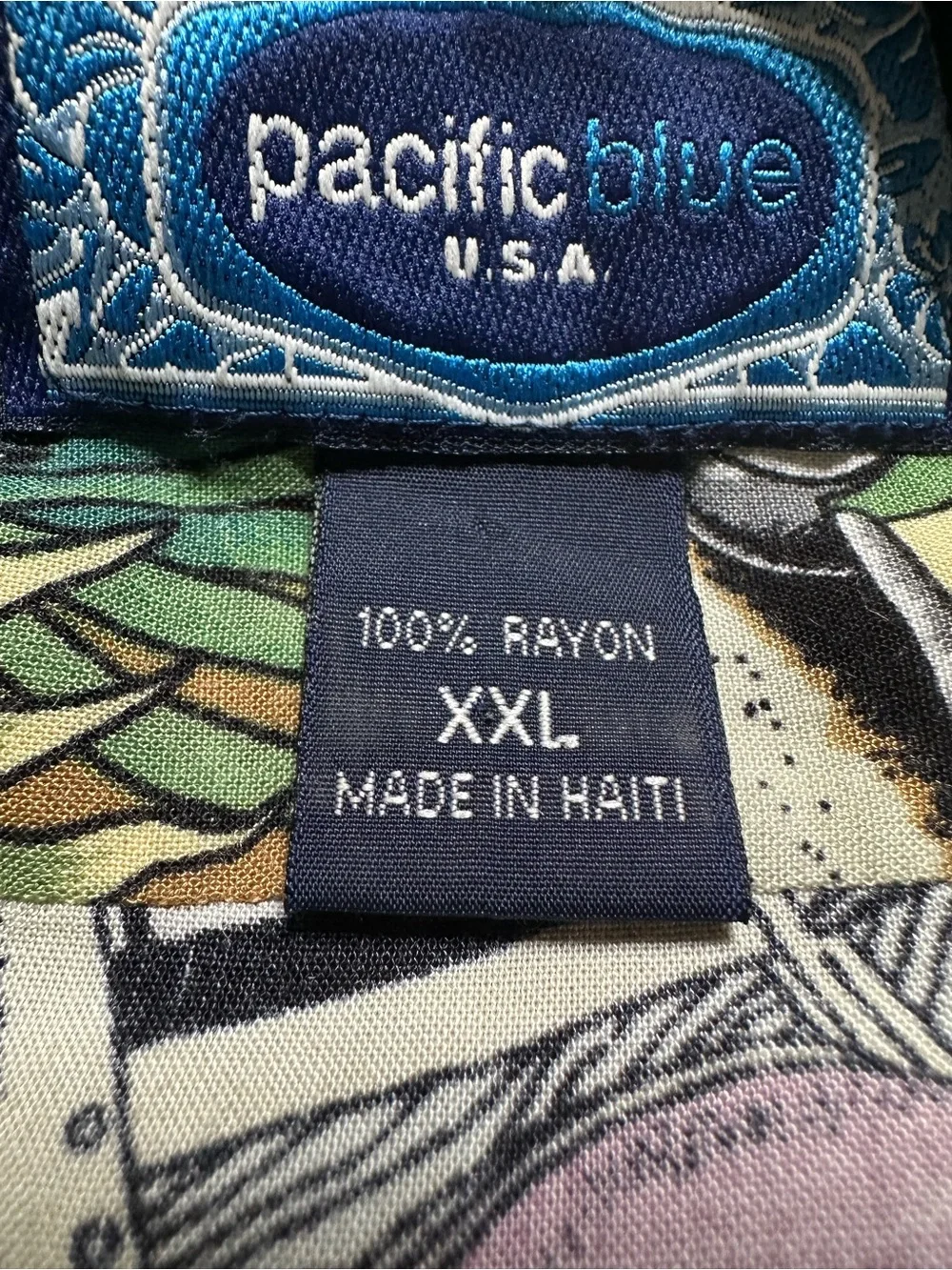 Tropical Print Short-Sleeve Shirt - PACIFIC BLUE USA brand  2XL